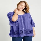 Lace-Trimmed Boho Blouse image number null