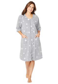 Short French Terry Zip-Front Robe