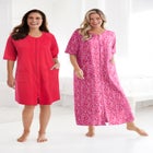 Short French Terry Zip-Front Robe image number null