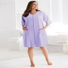 Short French Terry Zip-Front Robe image number null