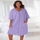 Short French Terry Zip-Front Robe image number 0