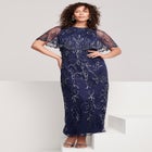 Plus Size Beaded Capelet Maxi Gown – Glam Evening Dress image number null