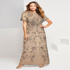 Plus Size Beaded Capelet Maxi Gown &ndash; Glam Evening Dress image number null