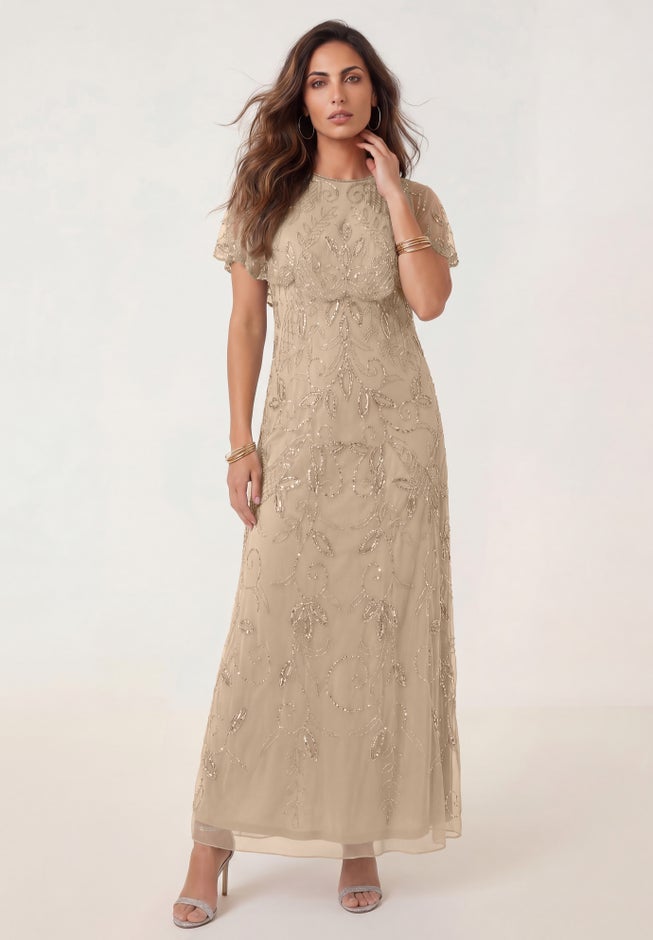 Onestopplus Size Chart Plus Size Beaded Capelet Maxi Gown – Glam Evening Dress | OneStopPlus