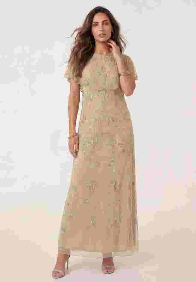 Onestopplus Size Chart Plus Size Beaded Capelet Maxi Gown – Glam Evening Dress | OneStopPlus