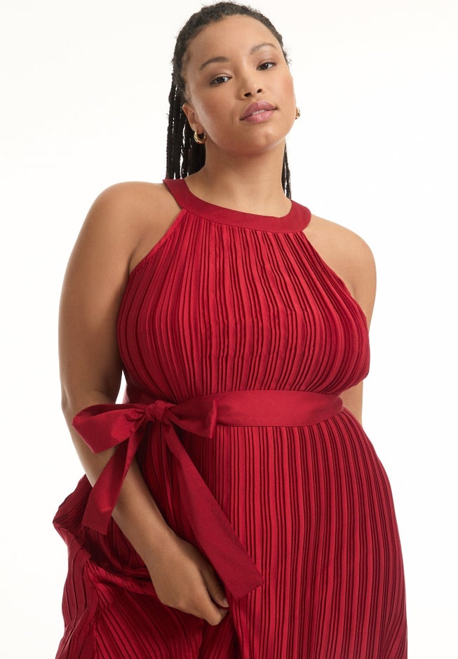 Pleated Halter Maxi Dress image number 3