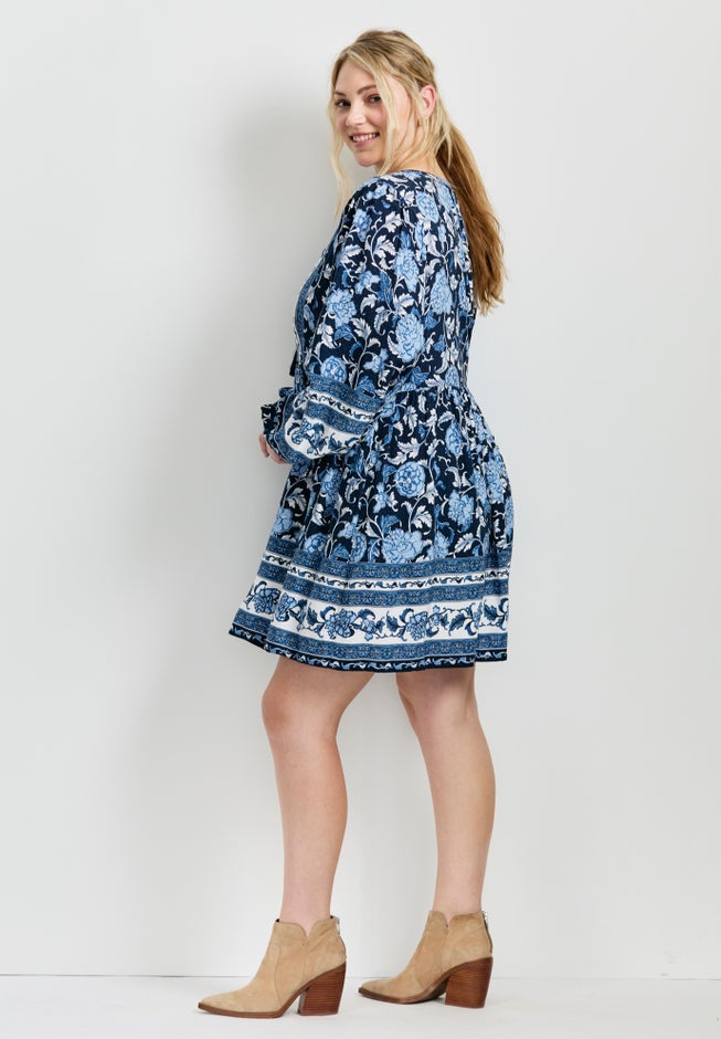 Livvy Boho Border Print Mini Dress image number 2