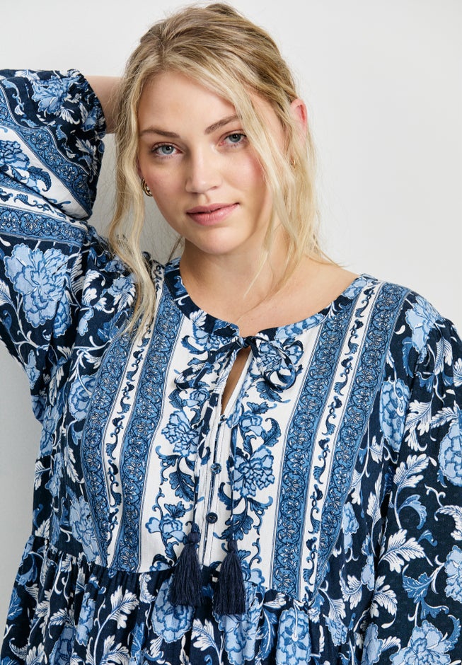 Livvy Boho Border Print Mini Dress image number 3