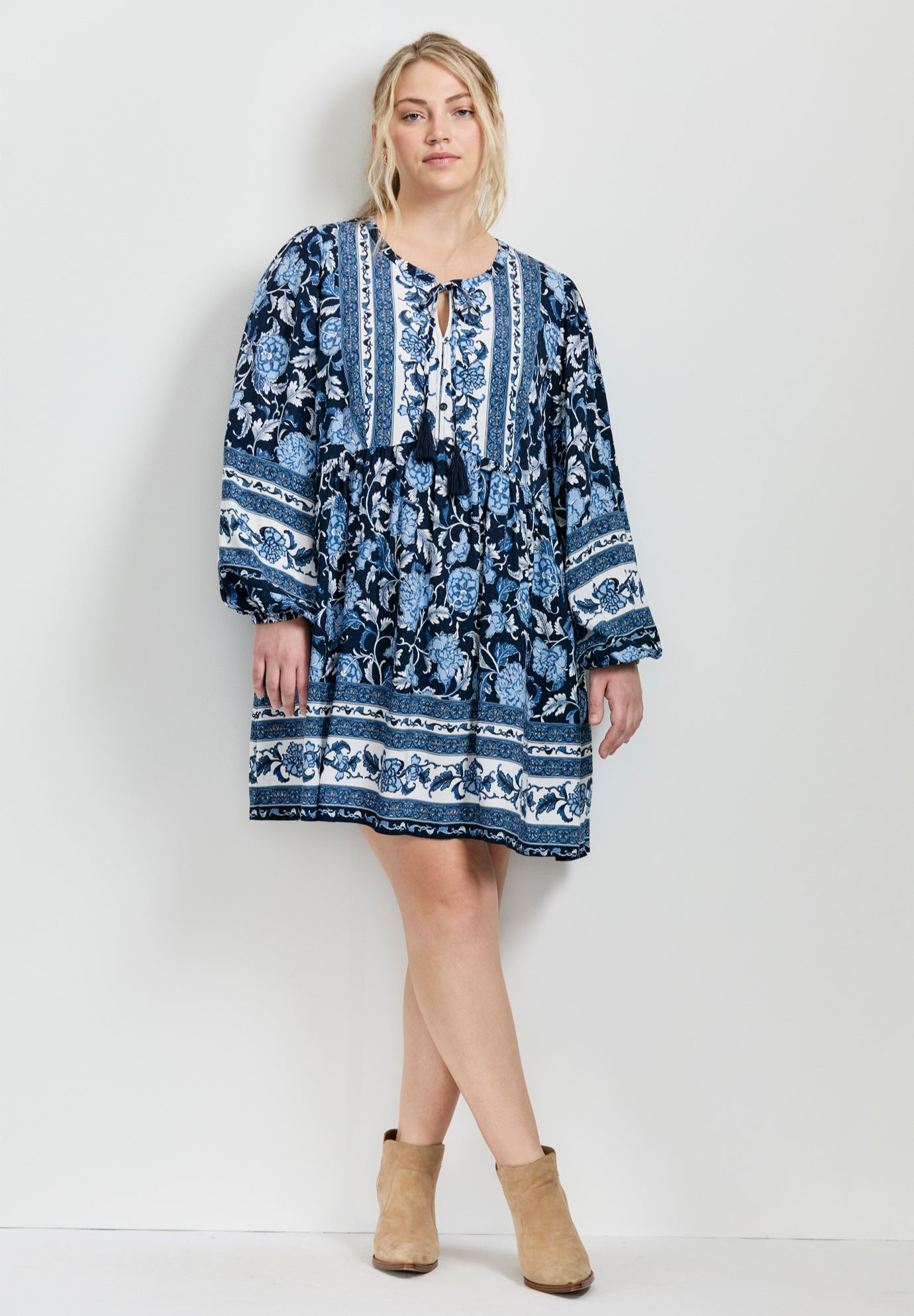 Livvy Boho Border Print Mini Dress image number 0