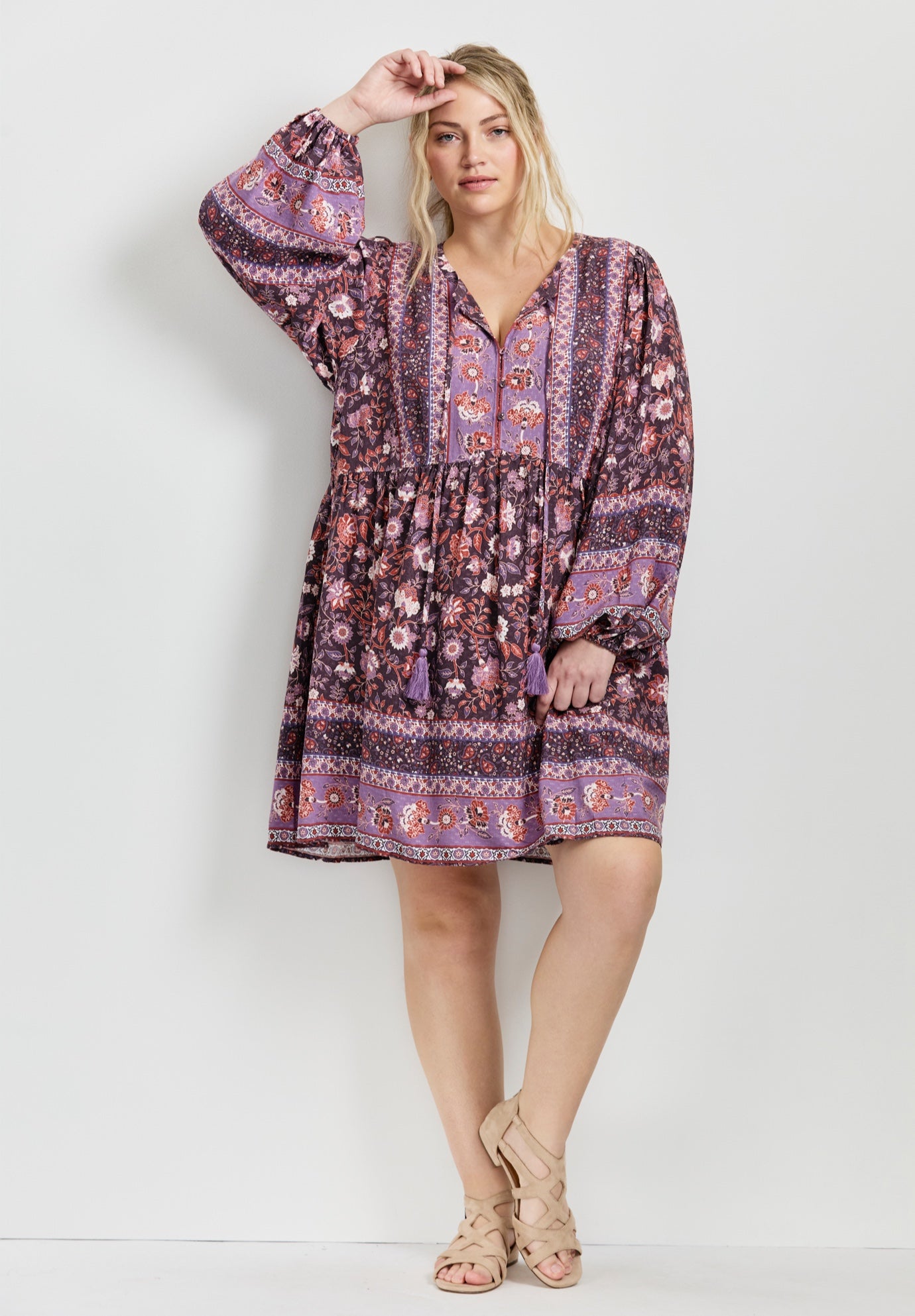 Livvy Boho Border Print Mini Dress image number 0