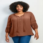 Pintuck Lace Peasant Top image number null