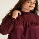 Satin Mockneck Blouse image number null