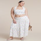  Printed Linen Crop Top image number null