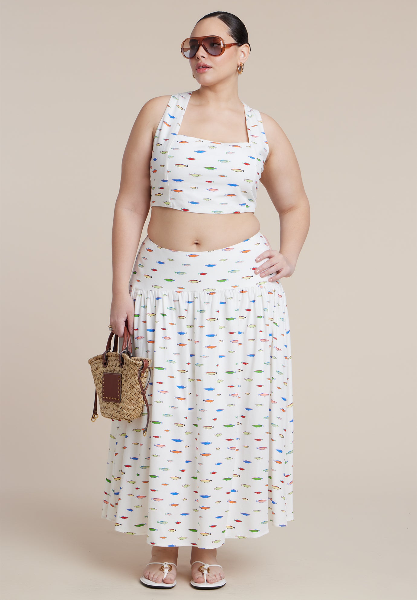  Printed Linen Crop Top image number 3
