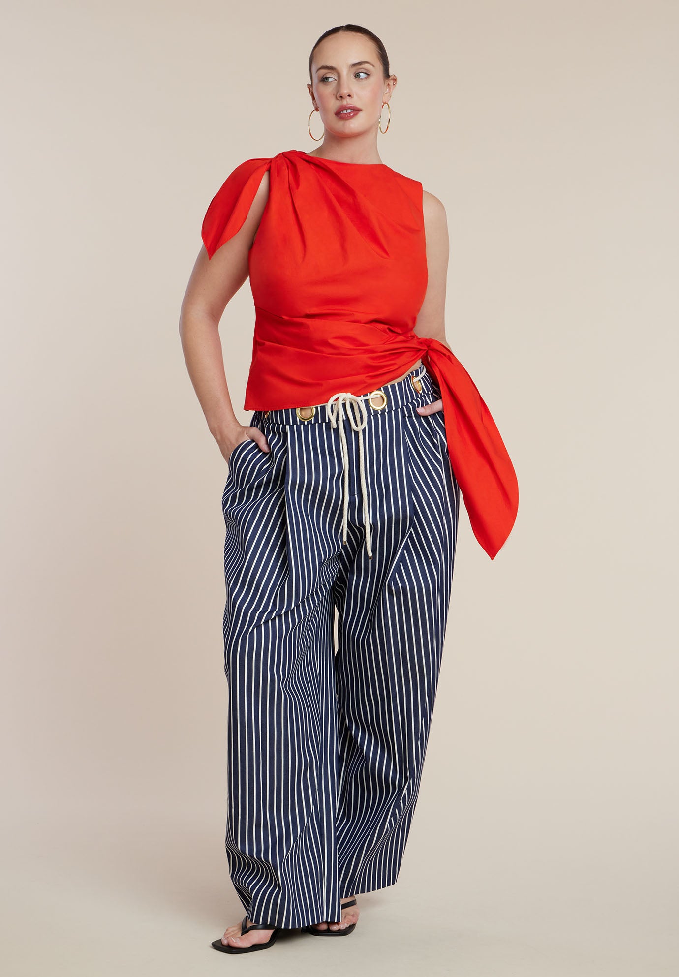 Twist-Tie Poplin Top image number 2