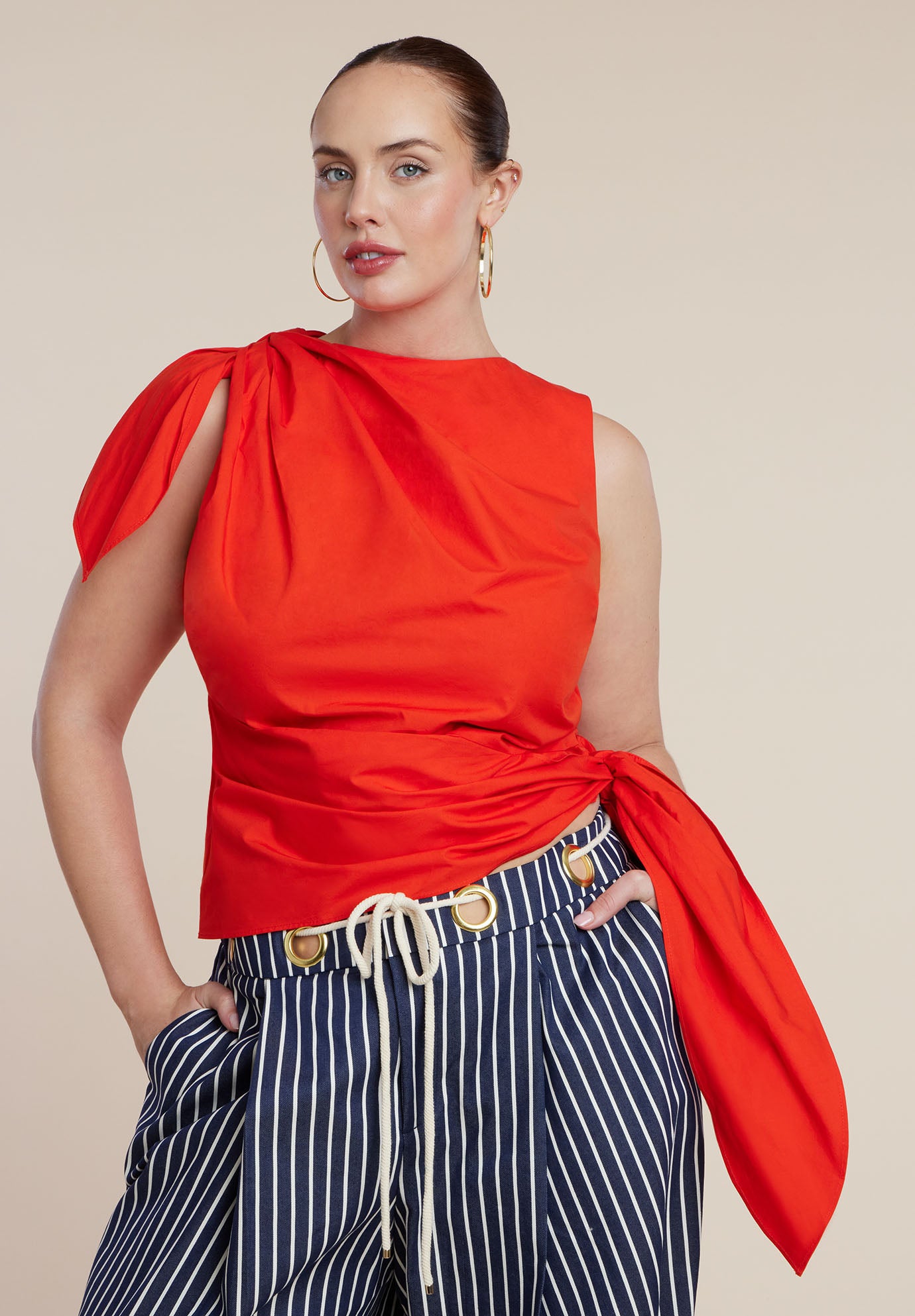 Twist-Tie Poplin Top image number 0