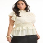 Mockneck Ruffle Blouse image number null