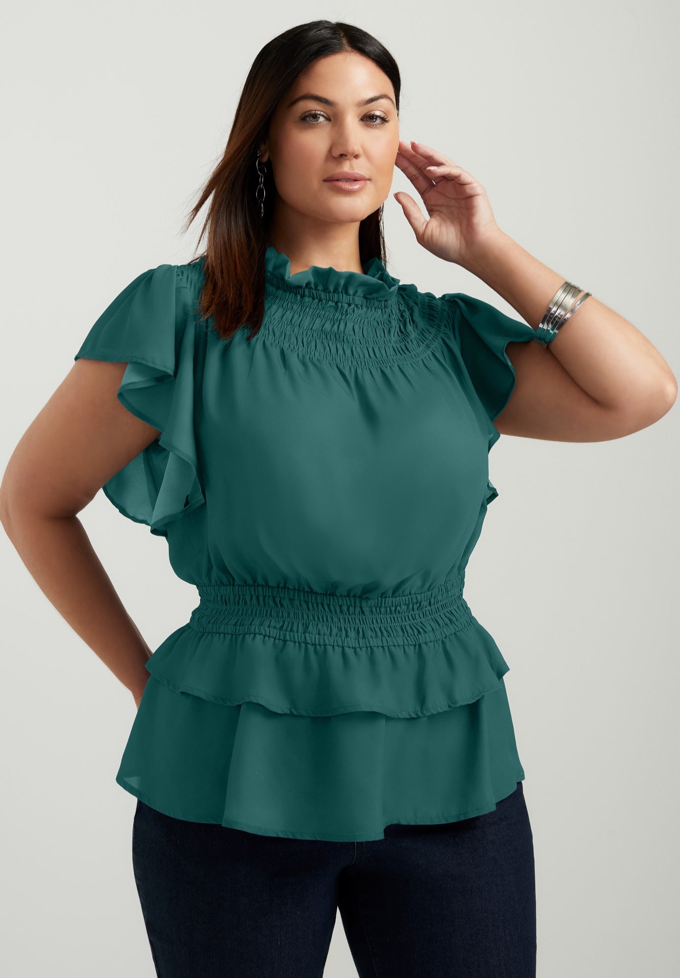 Mockneck Ruffle Blouse image number 0