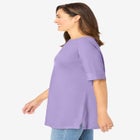 Perfect Cuffed Elbow-Sleeve Boat-Neck Tee image number null