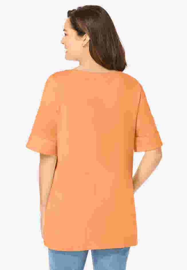 Perfect Cuffed Elbow-Sleeve Boat-Neck Tee image number 1