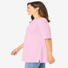 Perfect Cuffed Elbow-Sleeve Boat-Neck Tee image number null