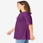 Perfect Cuffed Elbow-Sleeve Boat-Neck Tee image number null