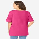 Perfect Cuffed Elbow-Sleeve Boat-Neck Tee image number 1