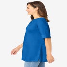 Perfect Cuffed Elbow-Sleeve Boat-Neck Tee image number null