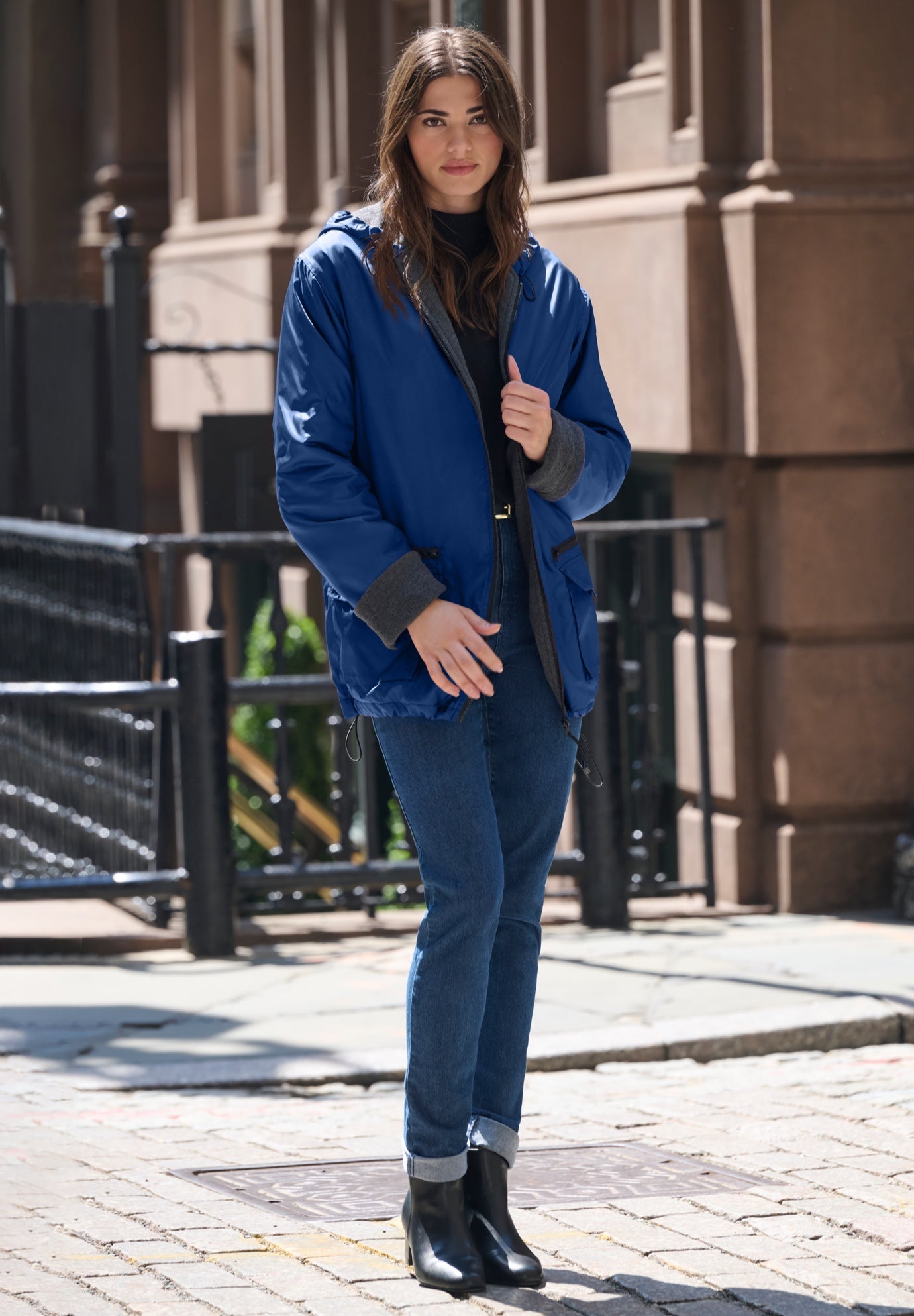 Plus Size Hooded Nylon Jacket image number 1