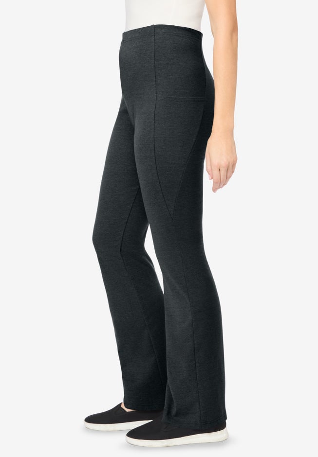 Stretch-Cotton Knit Pull-On Bootcut Pocket Leggings image number 2
