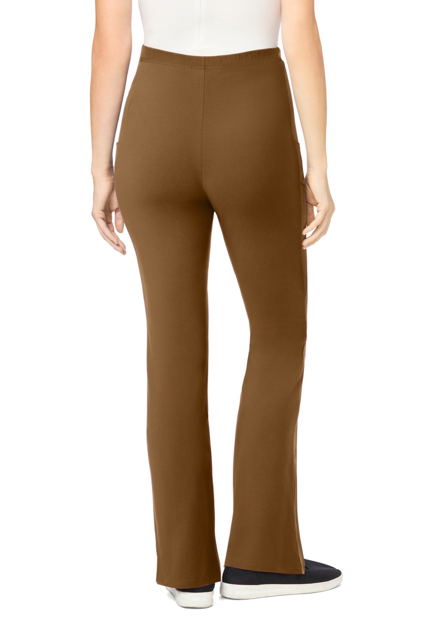 Stretch-Cotton Knit Pull-On Bootcut Pocket Leggings image number 1