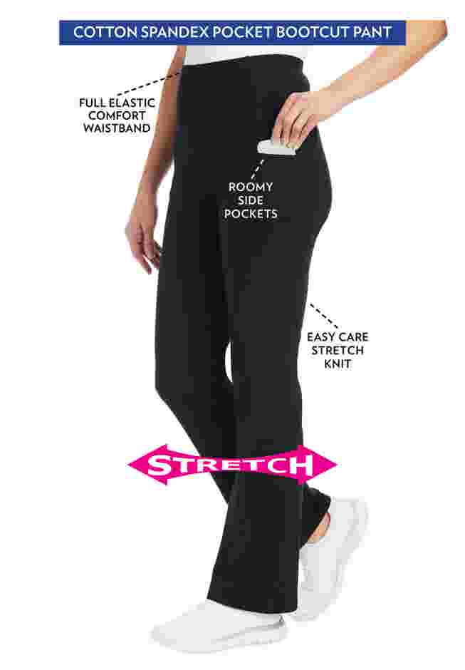 Womens Plus-Size Stretch-Cotton Knit Pull-On Bootcut Pocket Leggings image number 0