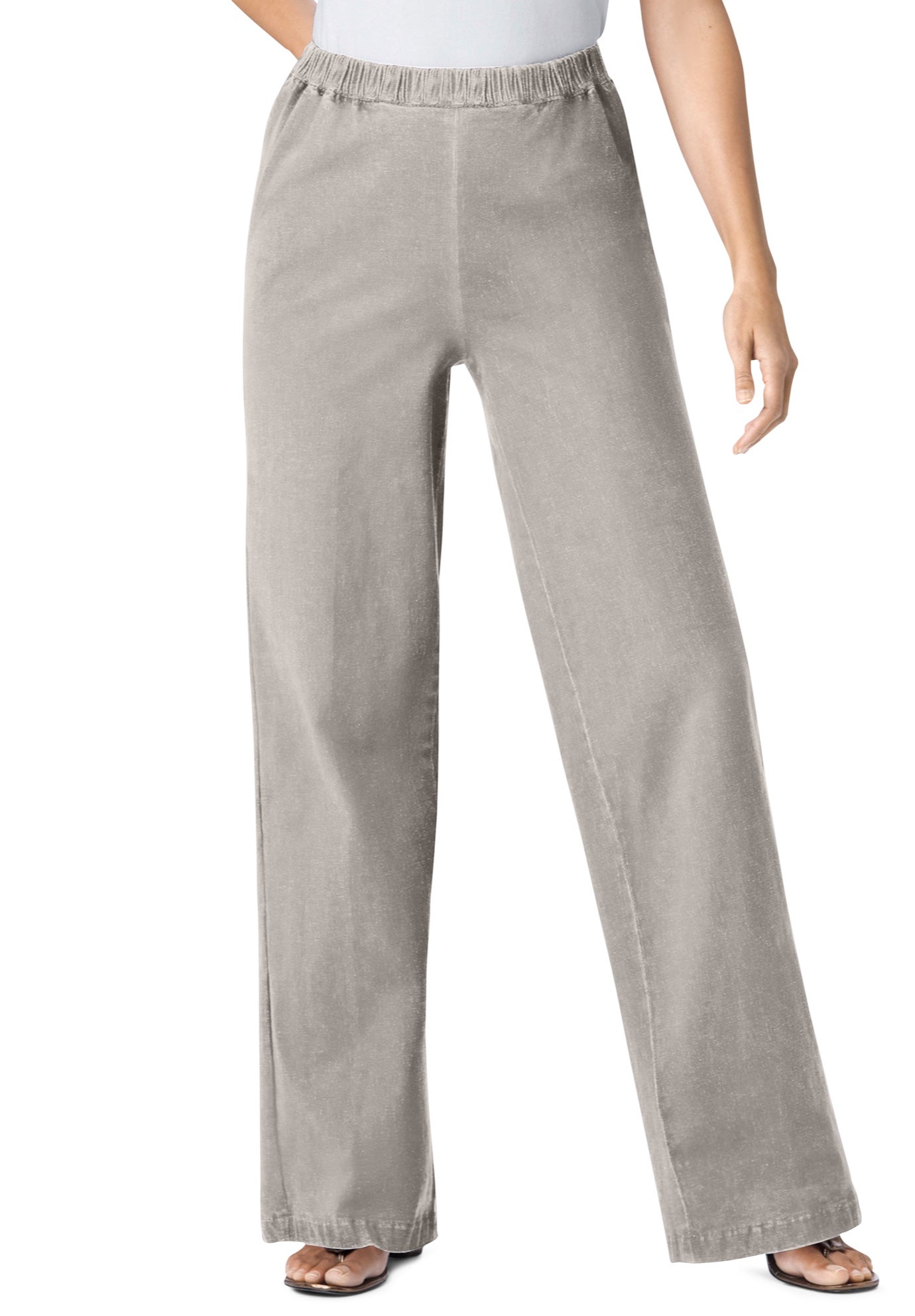 Fineline Stretch Denim Wide-Leg Pull-On Jeans image number 0