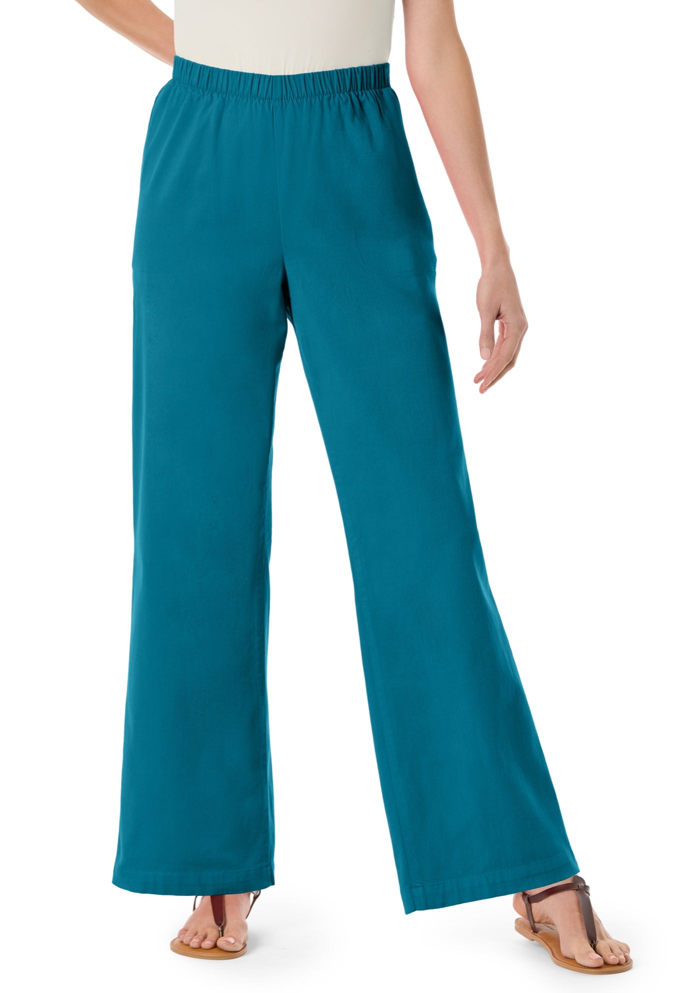Fineline Stretch Denim Wide-Leg Pull-On Jeans image number 0