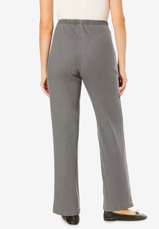 Fineline Stretch Denim Wide-Leg Pull-On Jeans image number 1