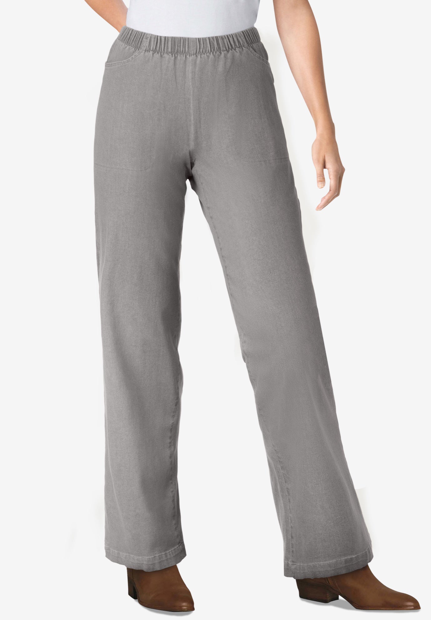 Fineline Stretch Denim Wide-Leg Pull-On Jeans image number 0