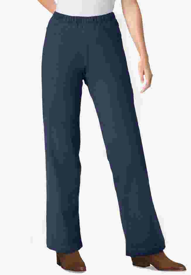 Fineline Stretch Denim Wide-Leg Pull-On Jeans image number 0