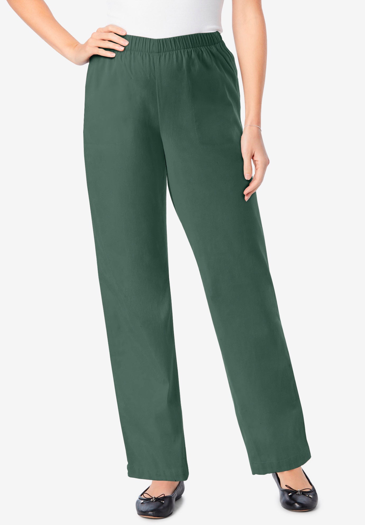 Fineline Stretch Denim Wide-Leg Pull-On Jeans image number 0