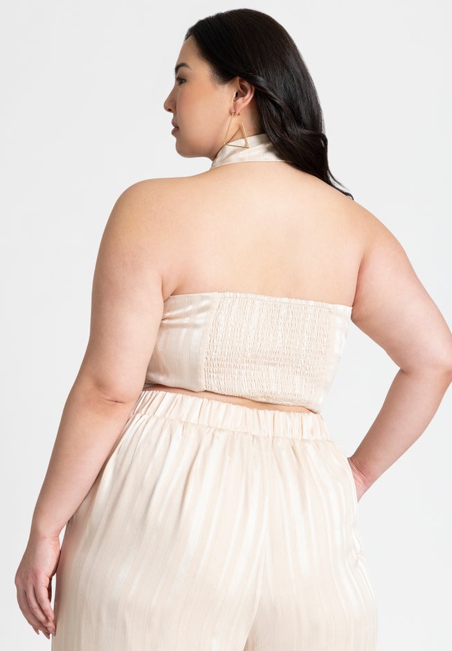 Metallic Stripe Halter Top image number 1