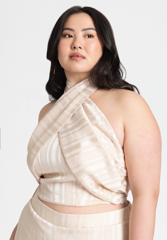 Metallic Stripe Halter Top image number 0
