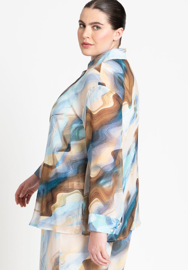 Printed Button Up Top image number 2