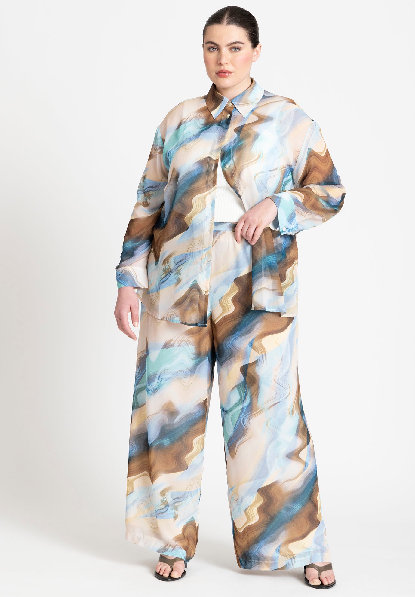 Printed Button Up Top image number 3