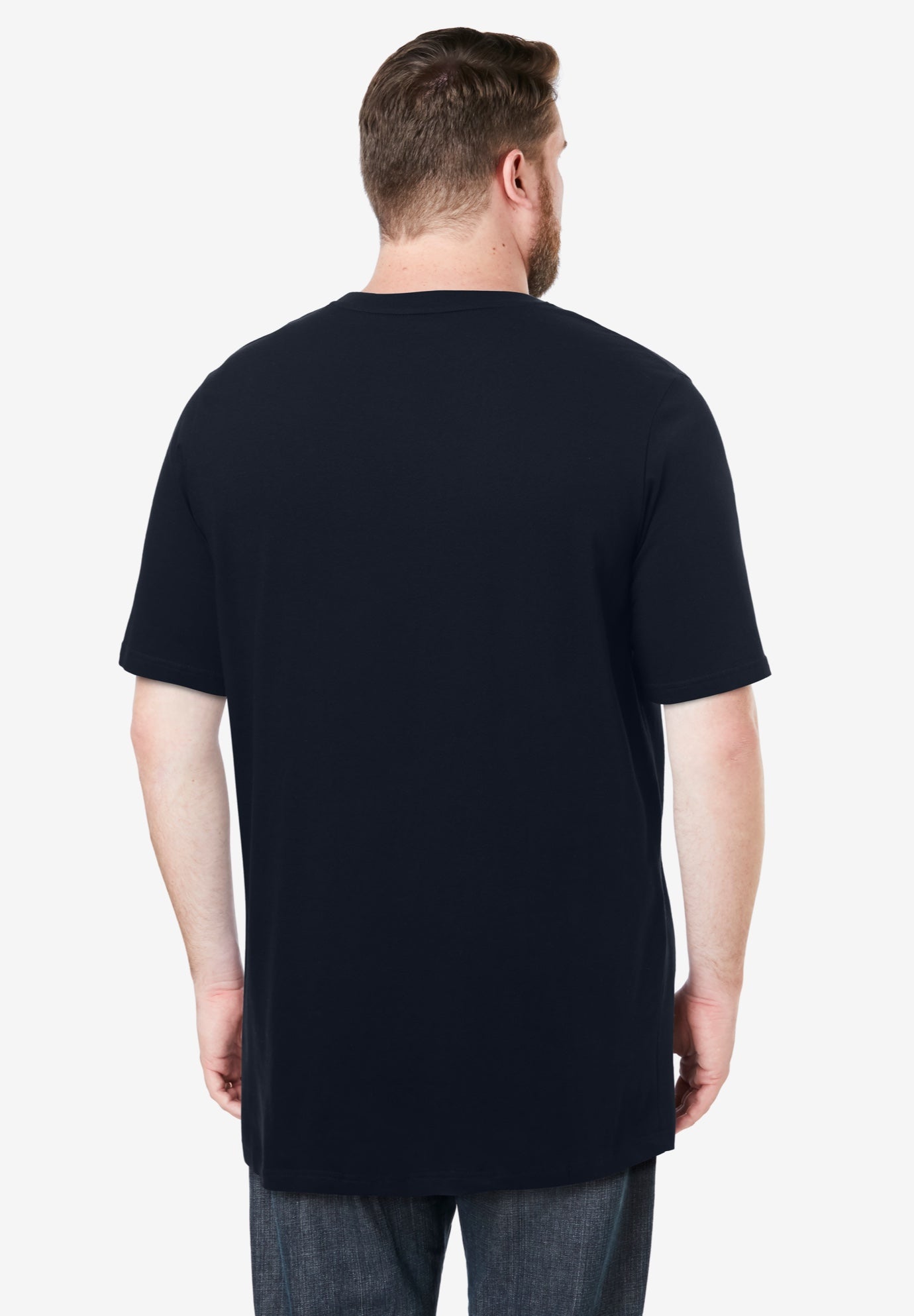 Shrink-Less™ Lightweight Longer-Length Crewneck Pocket T-Shirt image number 1