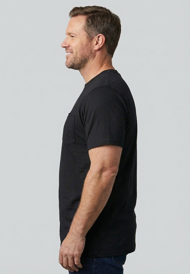 Shrink-Less&trade; Lightweight Longer-Length Crewneck Pocket T-Shirt image number 2