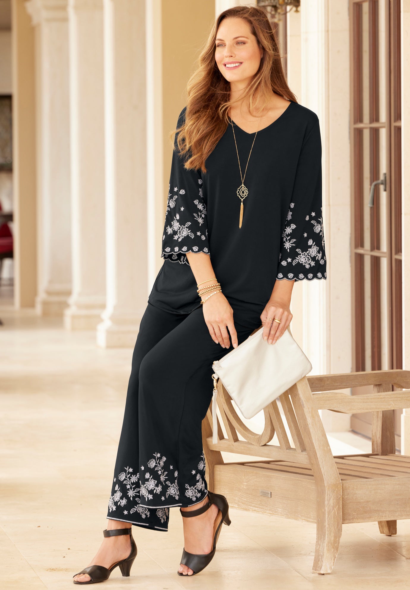 AnyWear Embroidered Sleeve Top image number 1