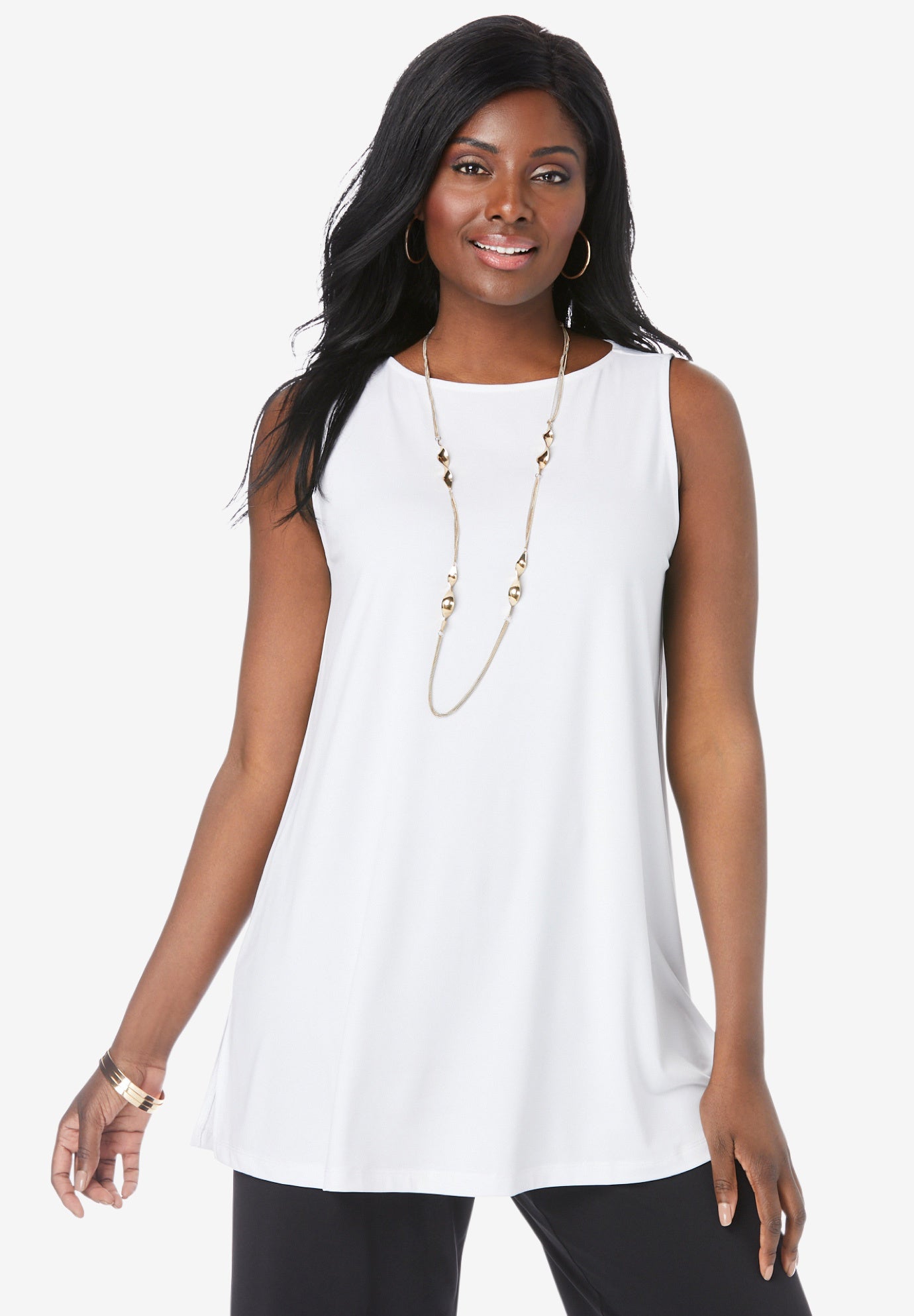 Stretch Knit Tunic Tank image number 0