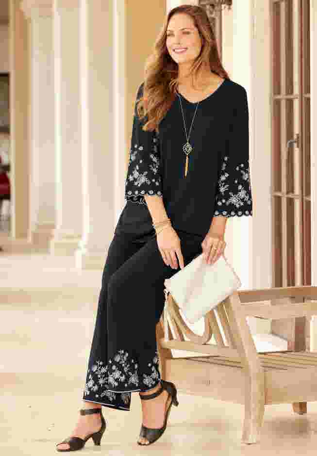 AnyWear Embroidered Ankle Pant image number 1