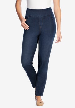 Smooth Waist Pull-On Flex Fit Leg Denim Jeans