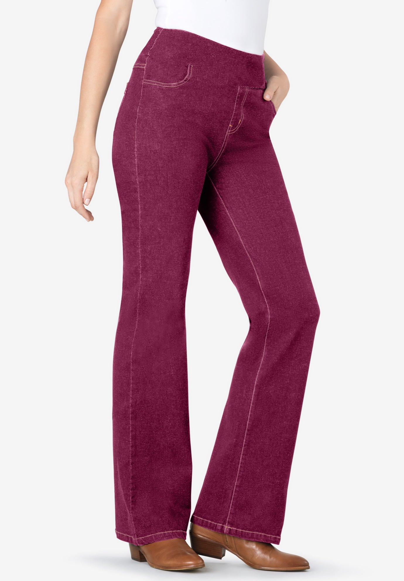 Flex-Fit Pull-On Bootcut Gap-Free Stretch Denim Jeans image number 0