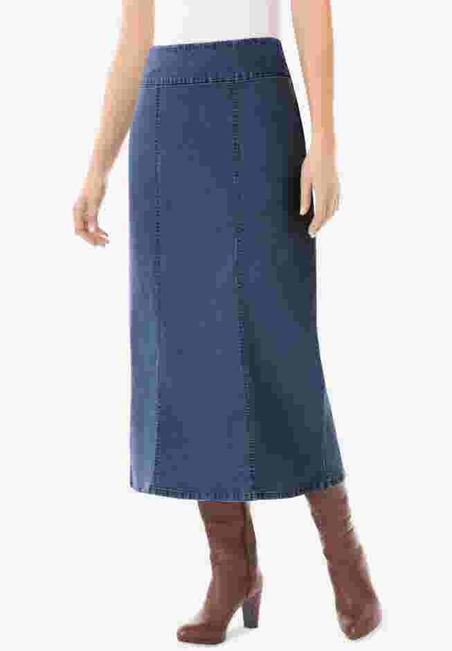 Flex-Fit Pull-On Denim Skirt image number 4